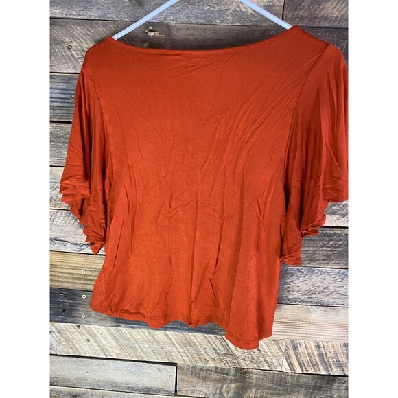 Cato Women's Sz M Dark Orange Sleeveless Ruched Sides Top - Picture 9 of 11